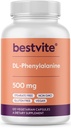 BESTVITE DL-Fenilalanină 500mg (120 Capsule vegetariene) - Fără Steares - Fără Fillere - Vegan - Gluten Free - Non OMG