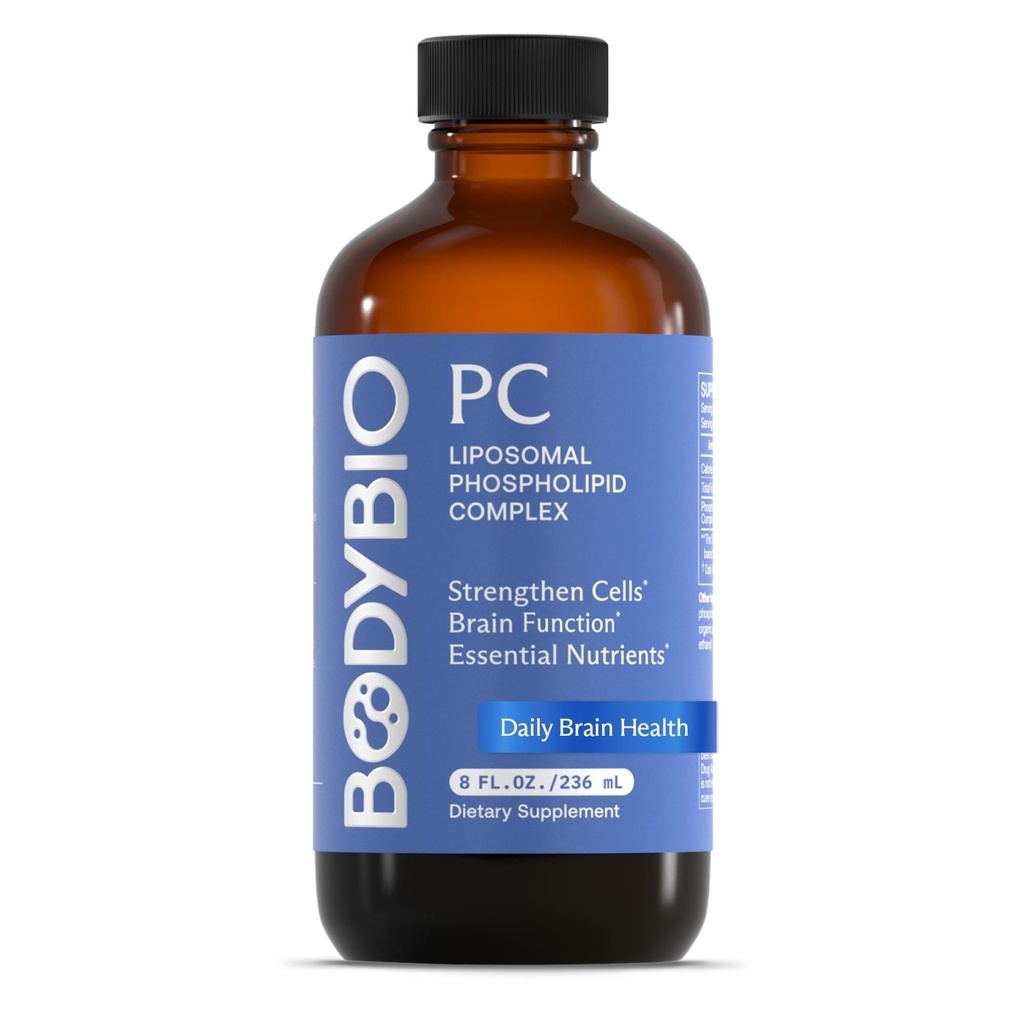 BodyBio PC - Fosfatidilcolina pentru sanatatea creierului, Claritatea mentala, Functia cognitiva, Reparatia celulara si imbatranirea sanatoasa, Suplimentul Complexului Fosfolipid pentru Gentle Daily Detox