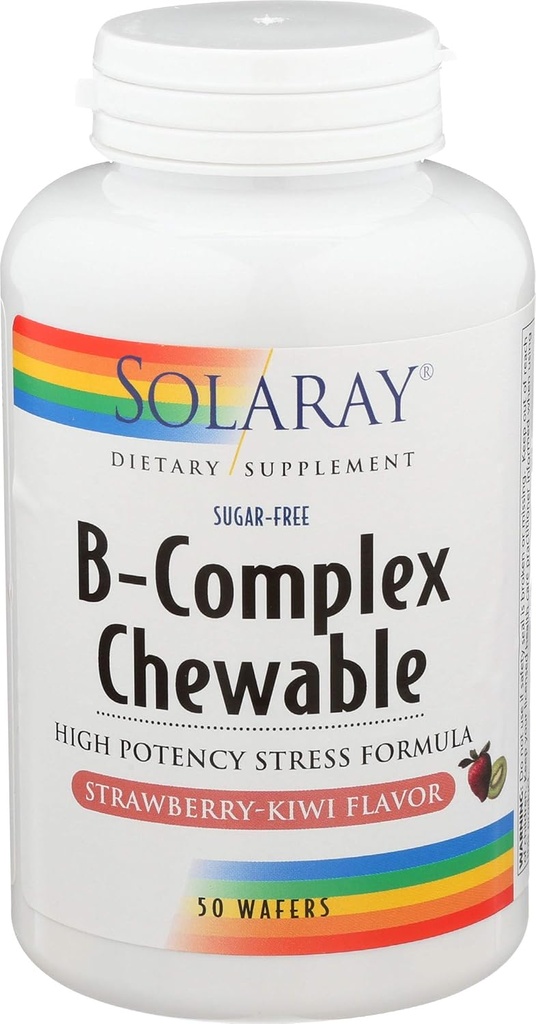 Solaray, mare potenta B-complex masticabil, aroma naturala de capsuni, 50 Chewables