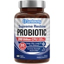 Probiotic pentru bărbaţi şi femei, 200 Miliarde CFU 35 Tulpini, Prebiotice + Enzime digestive, Supreme Recuperează Suplimentul Probiotic, Upper, Mid, Lower GI Tract Balanţa, 60 Capsule Veggie, 1 lună