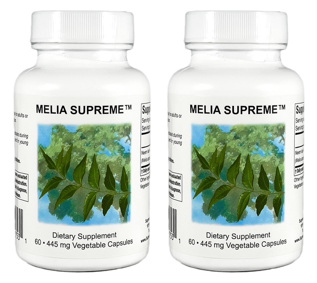 Supreme Nutrition Melia Supreme, 60 Pure Pudrate Neem Leaf Capsule vegetariene (Pachet de 2)