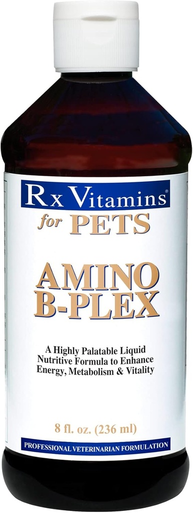Rx Vitamine pentru animale de companie Amino B-Plex pentru câini și pisici - Nutrienti sanatos Îmbunătățește metabolismul energetic & Vitality - Bacon Flavor 8 fl. oz.