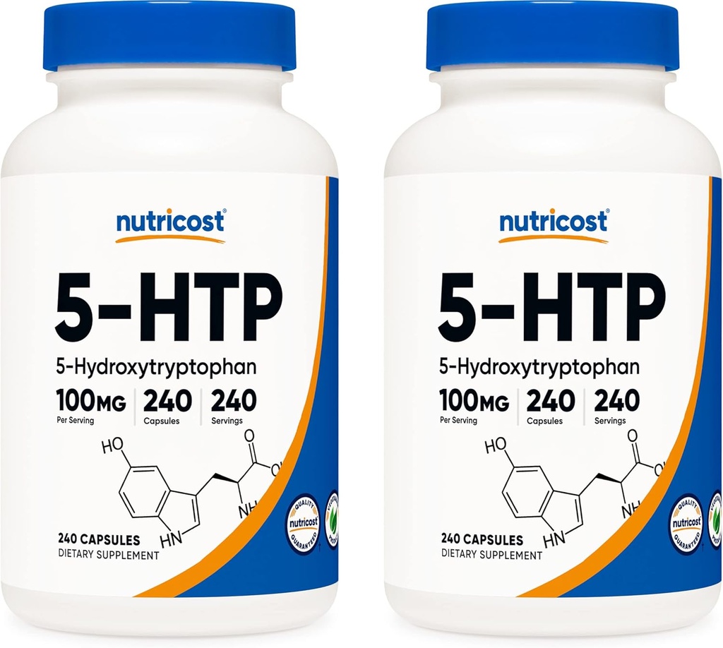 Nutricost 5-HTP 100mg, 240 Vegetarian Capsules (5-Hydroxytryptophan) - Non-GMO & Gluten Free (2 Bottles)