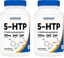 Nutricost 5-HTP 100mg, 240 capsule vegetariene (5-hidroxitriptofan) - fără GMO & Gluten (2 flacoane)