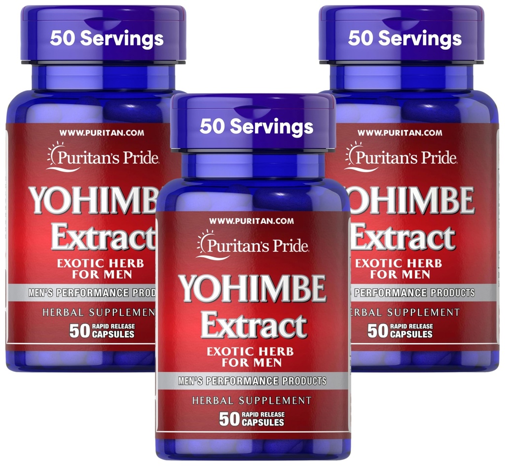 Mândria puritană Yohimbe 1000 Mg, 50 Conte, celuloză vegetală, gelatină (Pachet de 3)