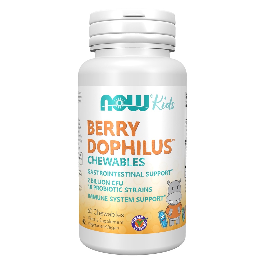 ACUM Alimente Suplimente, BerryDophilusTM cu 2 miliarde, 10 Probiotice Strains, Xylitol îndulcit, Strain verificat, 60 Mestecables, ambalarea poate varia