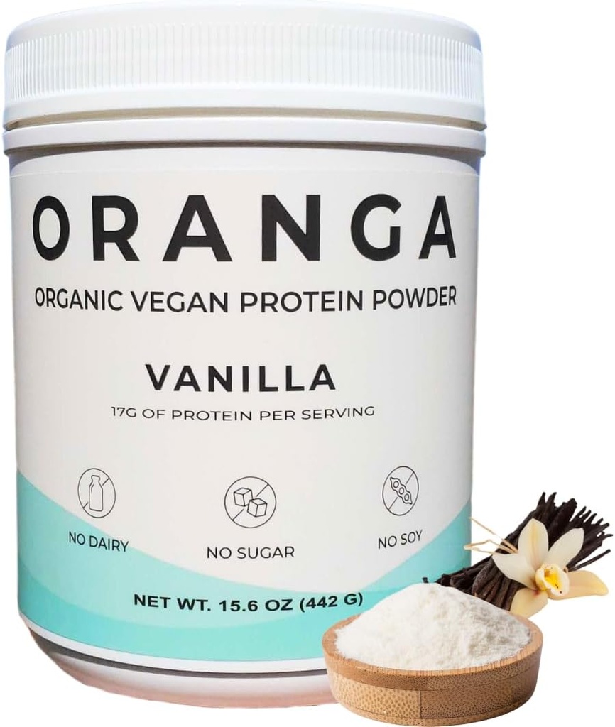 Organic Plant-Based - Orez, Pea, Pumpkin Seed Proteine Powder - Vanilla - Enzime digestive Inclus, Nu Aditivi, Dairy-Free, Soy-Free, Keto-Friendly, Gluten-Free, Non-GMO - 17 Servings (442g)