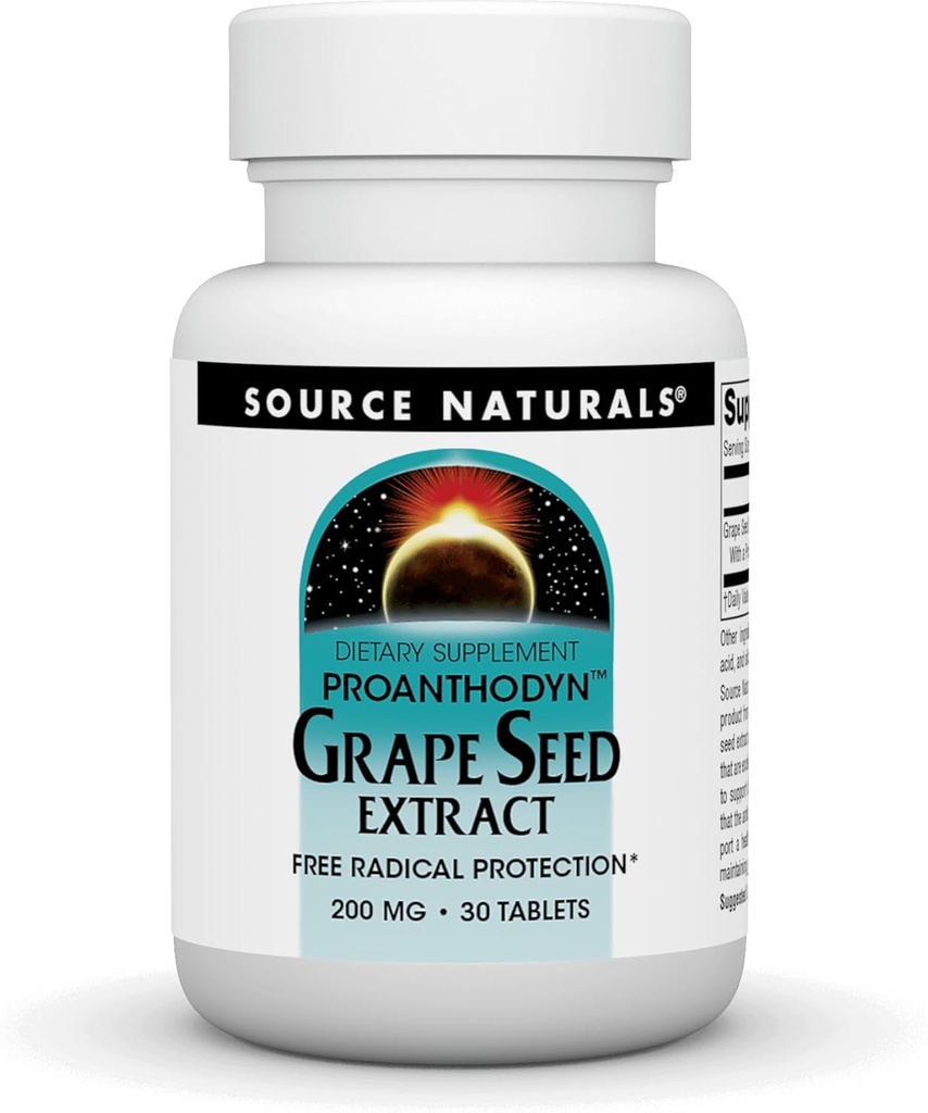 Sursa Naturals Extract de semințe de struguri, Proanthodyn 200 mg Antioxidant de protecție și susține sănătos în vârstă creier - 30 comprimate