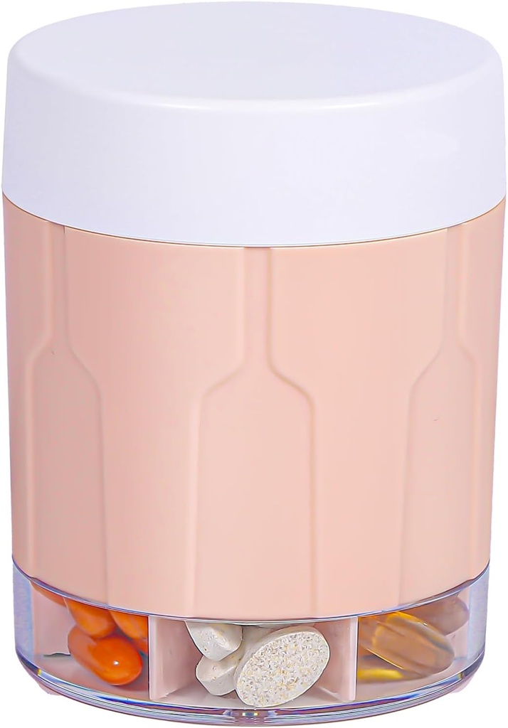 Betife Extra Large Supliment Organizator,Weekly Pill Organizator sticla, Daily Pill Dispenser cu 7 Compartimente mari, Organizator să dețină 7 zile de medicamente vitamine,21 Etichete și o perie de curățare (Pink)