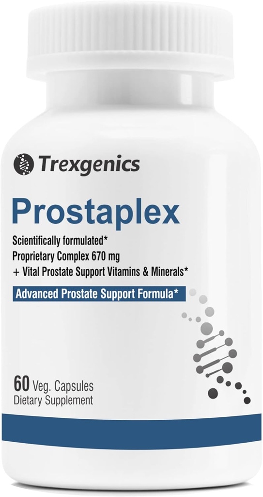 Trexgenics PROSTAPLEX Advanced Prostate Health with beta-sitosterol, Saw Palmetto Stinging Nettle pygeum Pumpkin Turmeric Quercetin Seleniu Vitamina D3 Zinc Bor și K2-7 (60 Veg Capsule)