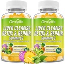 Ficat Cleanse Detoxifiere & Reparatii Gume cu lapte Thistle 3000mg, 24-in-1 supliment de sanatate hepatica cu Dandelion, Anghinare, Sugar Free Ficat Detoxifiere Gummies, Ananas Flavor - 120 Conte