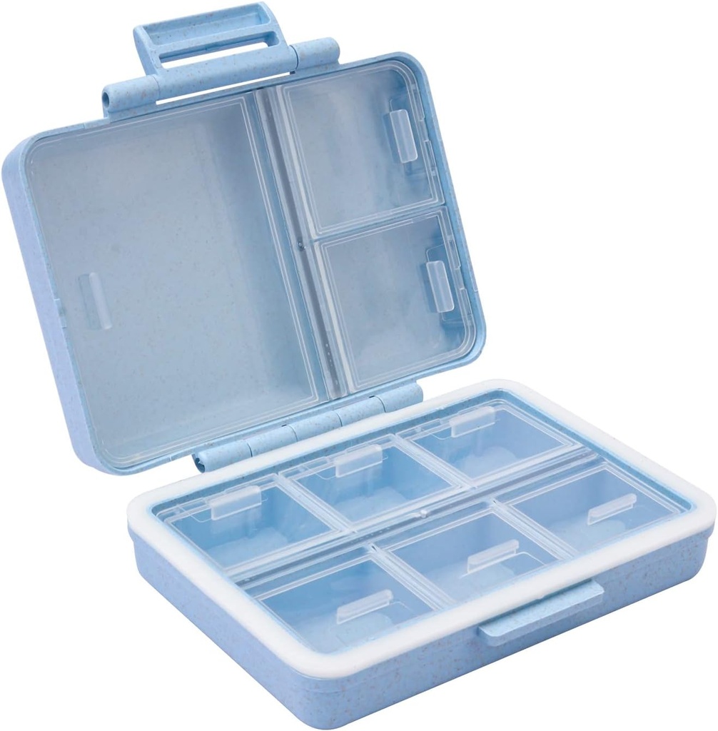 Travel Pill Organizator Case Container, 9 Compartimente Pilula zilnic caz pentru vitamina / ulei de pește / Suplimente Holder Container Blue