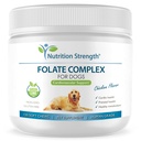 Folat pentru câini pentru a promova sanatatea cardiovasculara si prenatala, suport ADN Sinteza si intretinerea celulelor, Acid folic pentru câini cu zinc, Biotina, Fier & Vitamina B12, 120 Chews moale