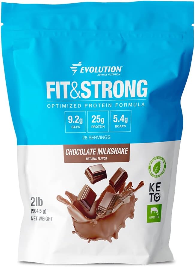 Evolution Advance Nutrition Fit & Strong - Pure Whey Proteine Pulbere cu BCAA, 100% Grass-Fed, Absorbare rapida si Digesting rapid pentru recuperarea musculara optima, Aroma naturala 
