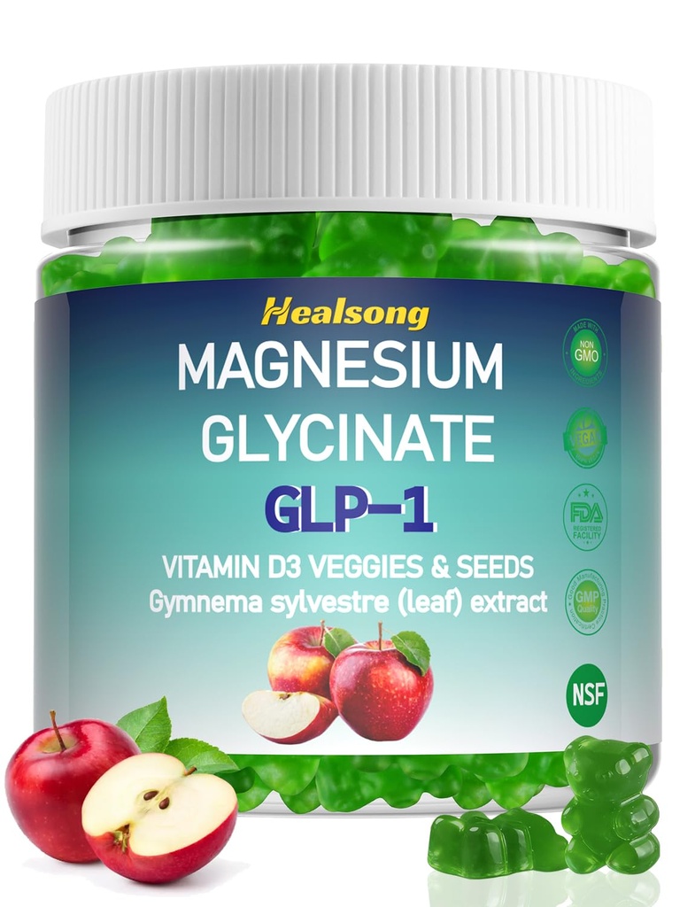 Magneziu Glycinate Gumies 400 mg Suplimente cu malat de magneziu & Taurat 