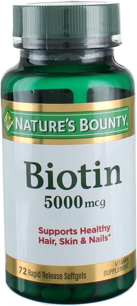 Natura's Bounty Super Potency Biotin 5000mcg - 72 softgels (Pachet de 2)