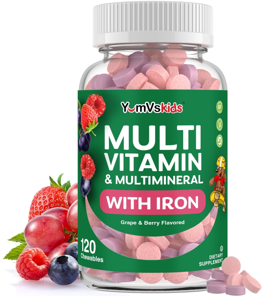 YumVs Copii Multivitamine cu fier & Minerale Tablete masticabile 