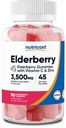Nutricost Elderberry Gummies cu vitamina C & Zinc 90 Gume - Gluten gratuit, vegetarian