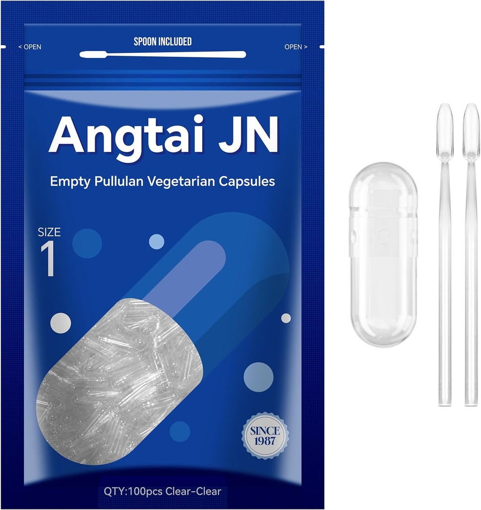 Capsule goale dimensiune 1 - clar capsule vegetariene umplut (număr 100) Dimensiune 1 Capsule pululane goale cu două linguri Micro Lab,- Capsule vegetale Capace goale pentru DIY propriile suplimente