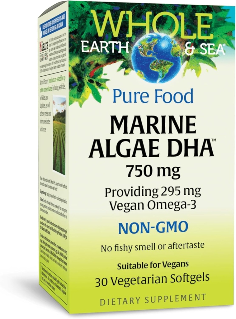 Natural Factors Whole Earth & Sea, Marine DHA Omega-3, 30 Vegetarian Softgels