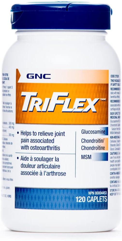 GNC Triflex Caplete de sprijin comun, Putere clinică, Glucosamină, Chondroitin, MSM, Mobilitate, Confort, Flexibilitate, Cartilage Health, pentru bărbați și femei, HSA καE eligibile,120 Conte, 40 de zile de aprovizionare