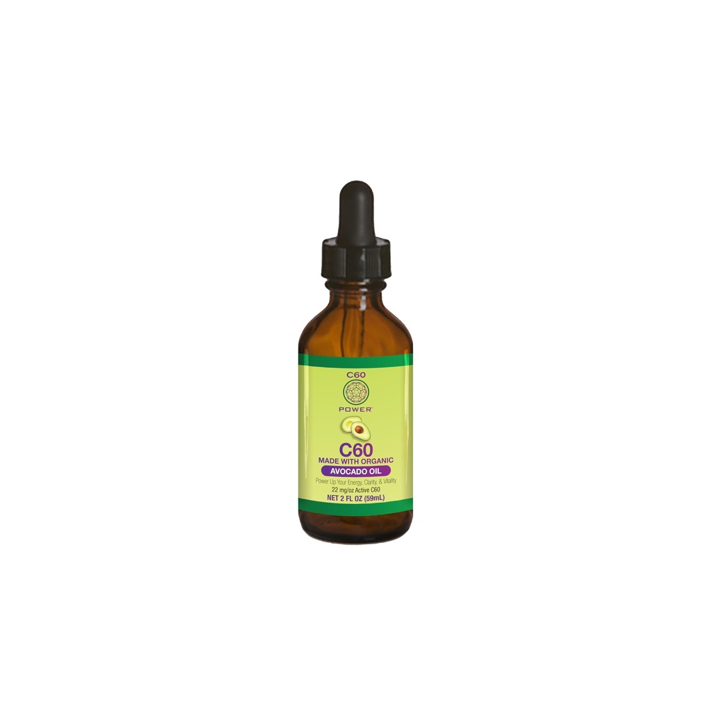 C60 Putere C60 în ulei organic de avocado - suport natural de wellness pentru bărbați și femei, 99.99% Fullerene pure de carbon, promovează energia, Claritatea mintală, & Stamină - 2 fl oz sticla