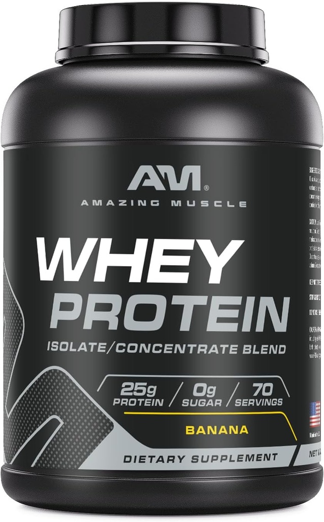 Muşchi uimitor 100% Whey Proteine pulbere * Formula avansată cu Proteina Whey Izolat ca un ingredient principal Împreună cu Ultra Filtrate de proteine concentrat (Banana, 5 Lb)