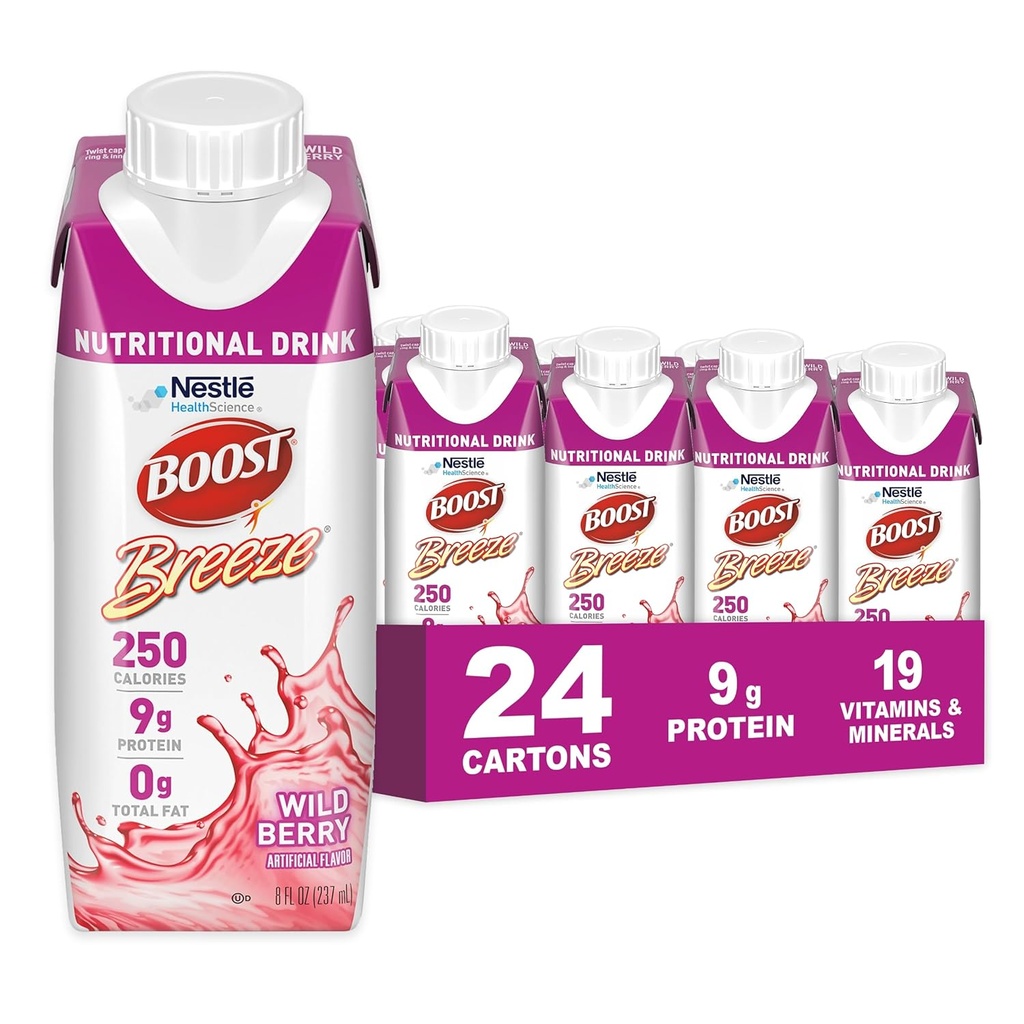 BOOST Breeze Clear Nutritional Drink - 250 Calorii - 19 Vitamine si Minerale - 9 g Puls 