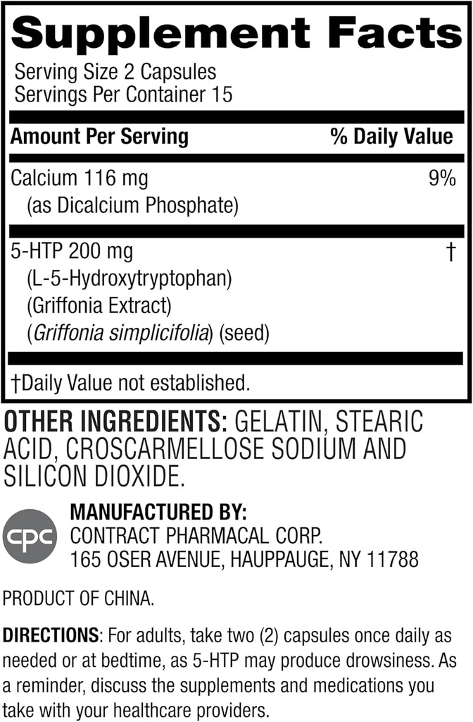 Suplimentul Splendor 5-HTP pentru bărbaţi şi femei, fără conservanţi artificiali culoare sau aroma non-GMO 100 MG