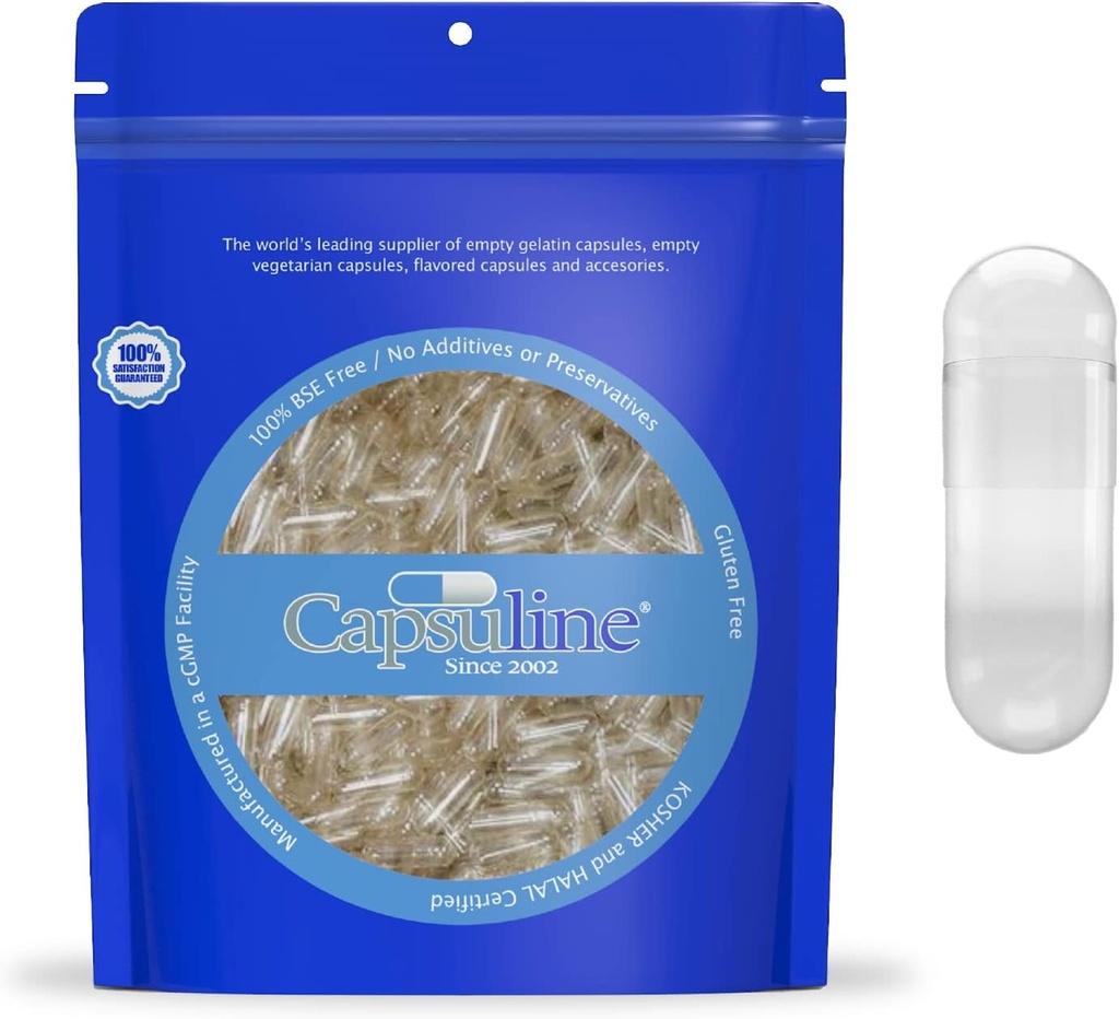 Capsuline Dimensiune 000 - Capsule Vegane goale clare - 1000 Număr - Capsule Veggie pastile goale - capsule vegetale DIY - Capace goale - Kosher și Halal Certified - ne-GMO certificate