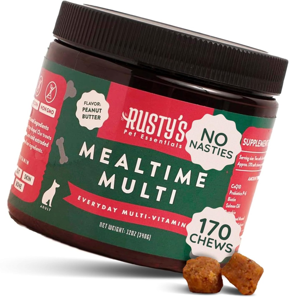Premium Dog Multivitamine Supliment (170 Chews) - Masina Multi - cu CoQ10 - Probiotice - Dovleac - Suport Immune - Promoveaza o mai buna mobilitate comuna - Sanatos Skin & Coat - Made in the USA