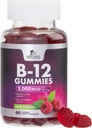 B12 Vitamine Energetic Gumries 3000 mcg - extra puterea B 12 Gummy pentru suport de sistem metabolic și imunitar - Chewable Dietary B12 Suplimente pentru adulți și copii Cafeina Gratuit Gummy Vitamina - 60 Gume