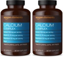 Elemente Complex de calciu cu vitamina D, 250 mg Calciu (3 per Serving), Vegan, 195 capsule (Pachet de mai Vary), suporta oase puternice și sănătate imună (Pachet de 2)