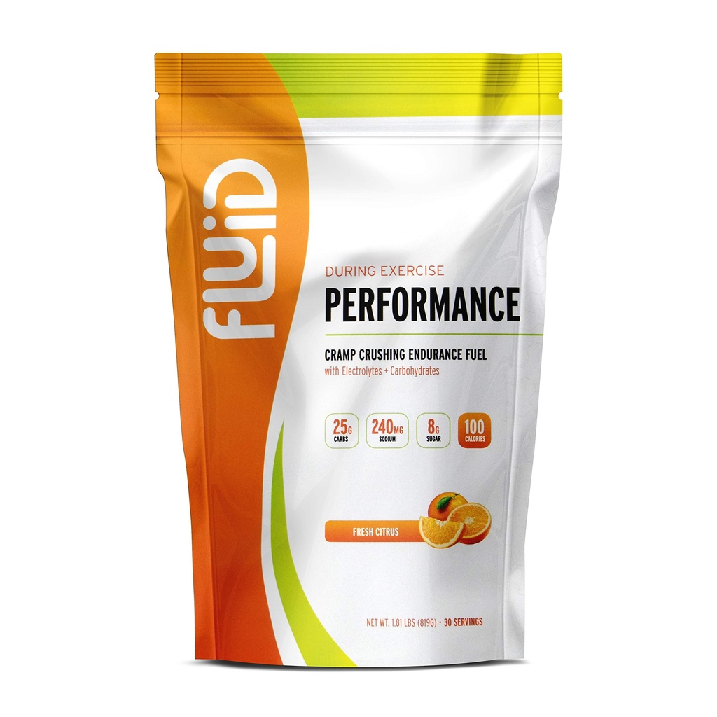 Performanță de fluide - Sport de consum scăzut de zahăr Endurance Endurance Sports Drink Mix cu Electroliți, Toate ingredientele naturale, Gluten-Free pentru înainte sau în timpul exercițiului (Fresh Citrus, 30 Serving)