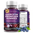 (2 ambalaj) Querbetin Gummies cu Bromelain zinc elderberry vitamina C D3 K2, Querbetin 1000 mg Supliment cu Bromelain 500 mg pentru cardiovascular, Immune System & Alergie, Vegan Gummy pentru adult & Kid