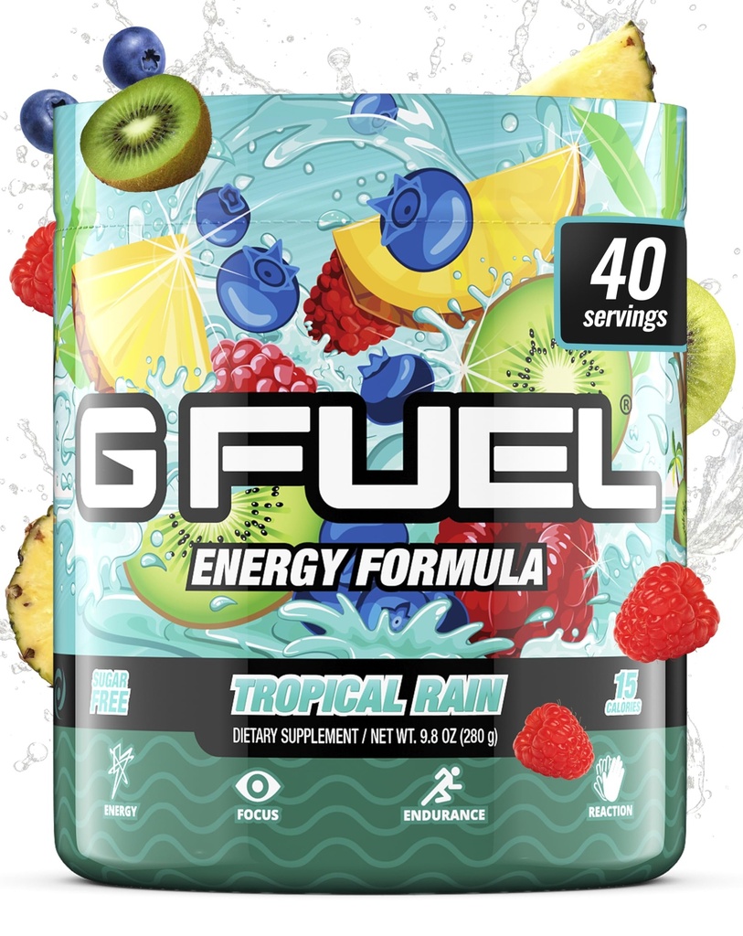 G Combustibil Tropical Energetic Drink Powder, Pre Workout Caffeine Mix pentru Gaming, Zahăr Free Focus Amino, Vitamina + Antioxidanti, 9.8oz (Frut Medley, 40 Servings)