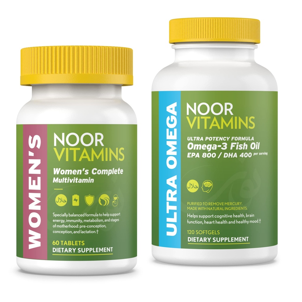 Noor Vitamine Femeii Multivitamine și Omega Fish supliment ulei Bundle