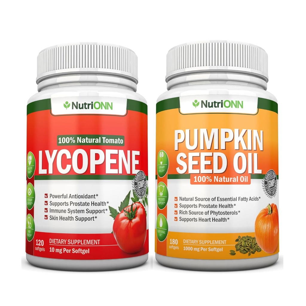 NutrionN Seminte de ulei de dovleac Softgels Capsule Licopen Combo - Suport vizat pentru prostata si sanatatea urinara