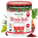 MacroLife Naturals Miracle Reds Superalimentar Supliment Pulbere Antioxidanti Polifenoli Enzime Probiotice - Negrea GMO Organic Vegan Gluten & Dairy Free - 30oz (90 Servings) 30oz