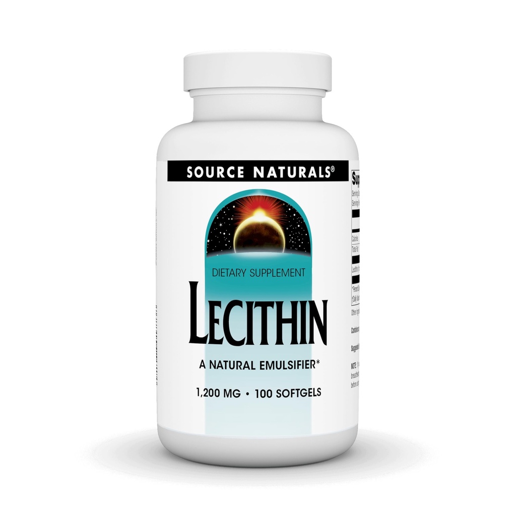 Sursa Naturals Lecithin 1200 mg, Un emulsifier natural - 100 Softgels