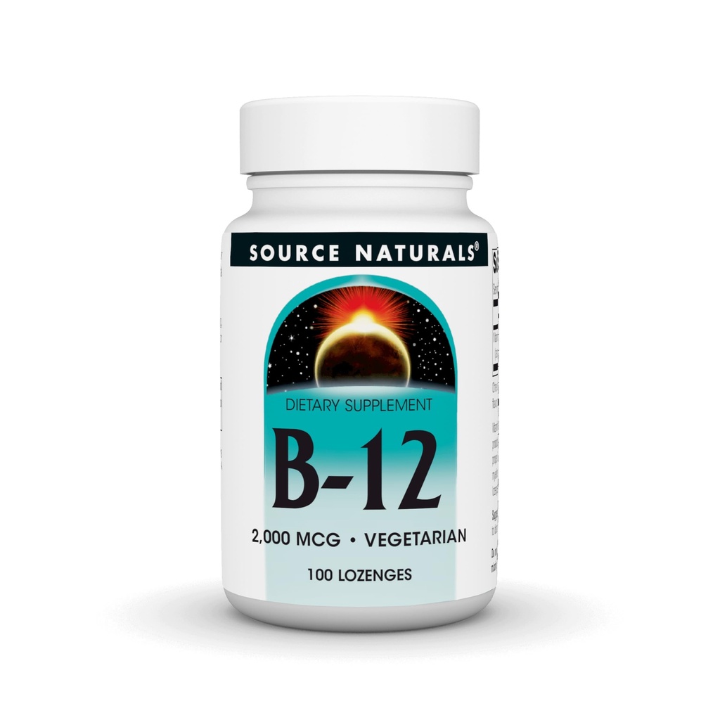 Sursa Naturals Vitamina B-12, 2000 mcg susține producția de energie - 100 Lozenges