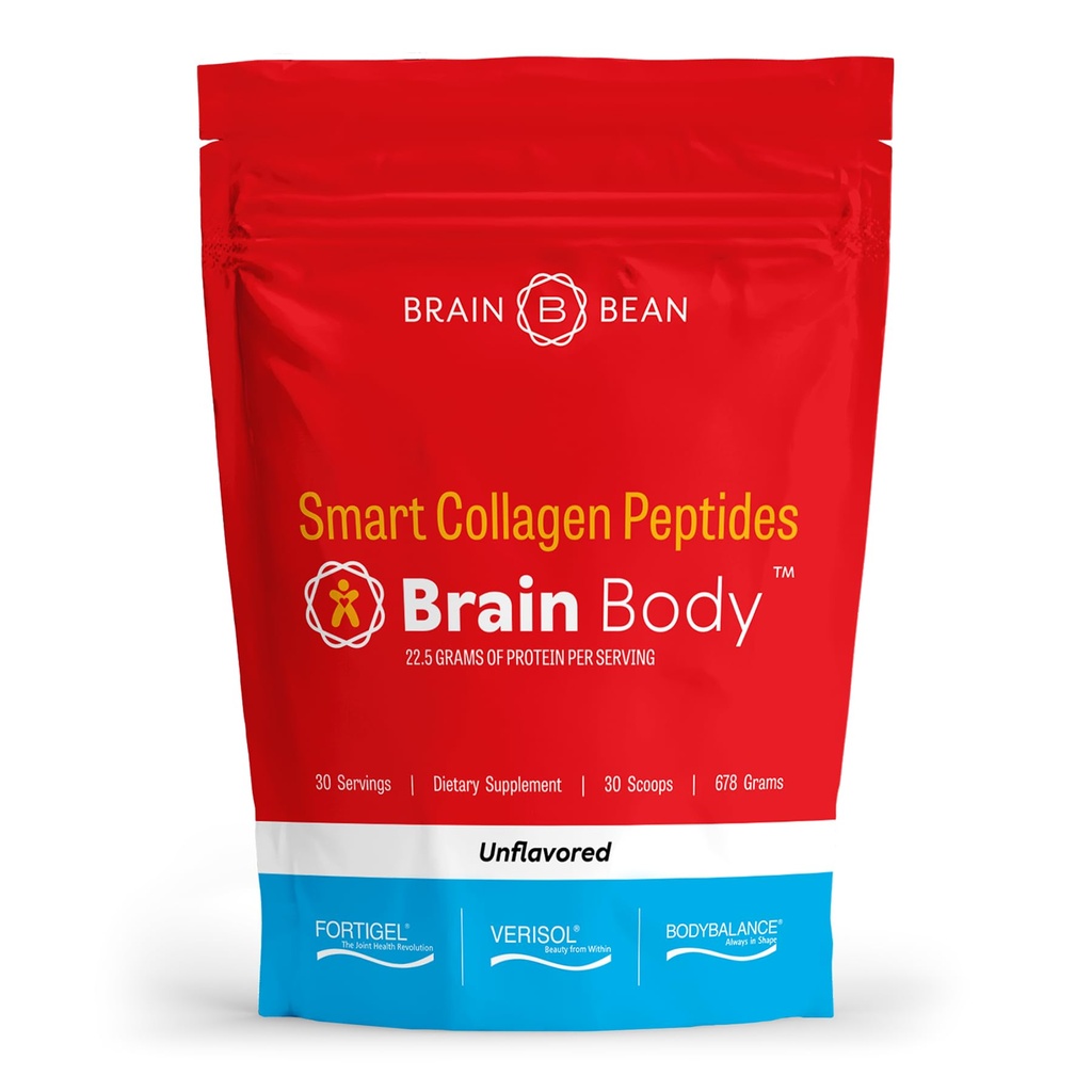 Creier corp Colagen Peptides pulbere - Vital Proteina si Colagen Supliment pentru femei si barbati - Hidrolizat tip I & III pentru par, piele, unghii si sanatate comuna - 30 Serviri - Nearomat - 678g