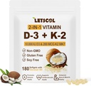 2-in-1 Vitamina D3 K2 Supliment Softgel, Vitamina D3 10000 UI și vitamina K2 200 mcg, K2 MK7 cu D3 Supplement Supplement Supplement Supliment Immune, Inima, comun, Dinți și Sănătate osoasă