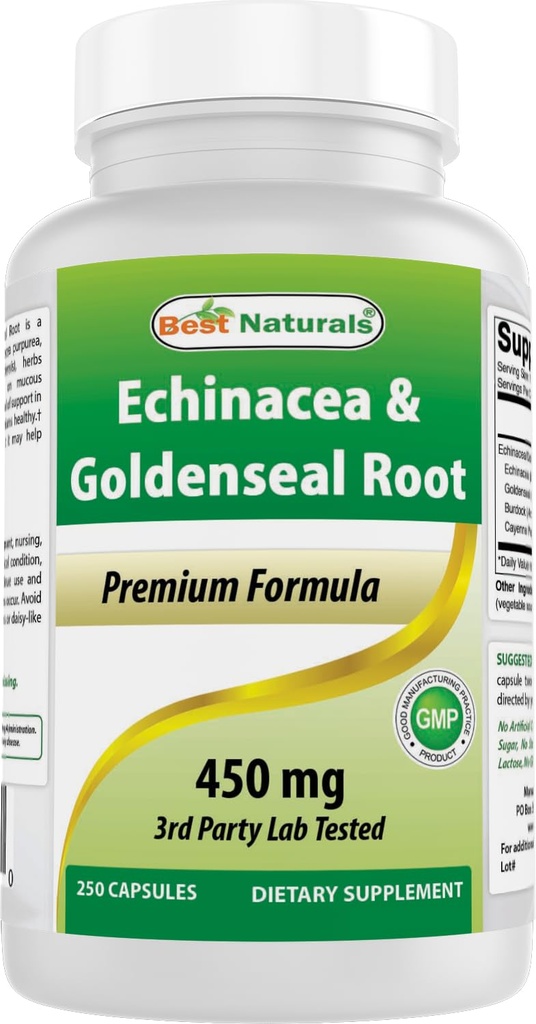 Cele mai bune Naturale Echinacea Goldenseal 450 mg 250 Capace