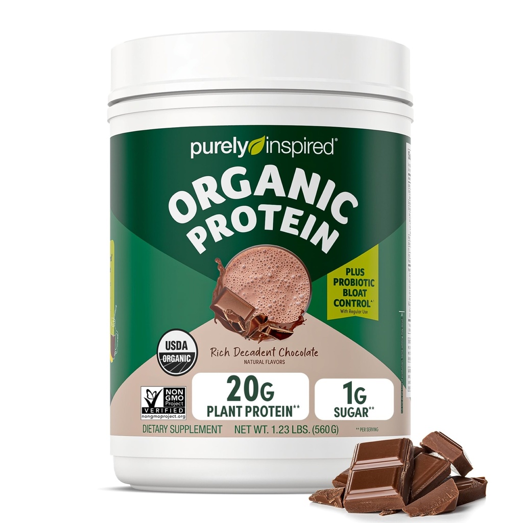Pur Inspirat Plant-Based Pudră de proteine pentru bărbați și femei, Ciocolată bogat decadent (16 serviri) - Vegan & Organic - 20g de Pea Proteine pulbere pentru smoothies & Shakes - Dairy-Free, & Gluten-Free