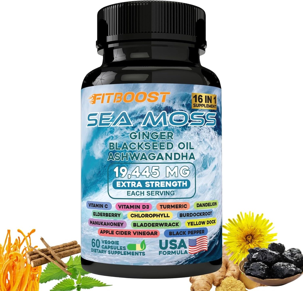 30Day Aprovision Sea Moss și Shilajit Bundle pentru bărbați All-in-1 Vitality Seamoss Black Seedled Seed Oil Ashwagandha Burdock Root Delicately Pregătit pentru tine la Raintain & Regain Putere