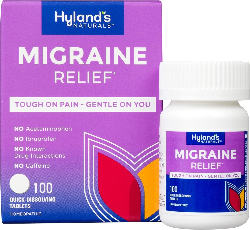 Migrene Migrene Migrene pastile naturale de relief durere, ambalaj de 1, 100 Conte (Packaging May Vary)
