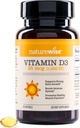 NatureWise Vitamina D3 1000iu (25 mcg) 30-Day Aprovizionare pentru suport imunitar, functie musculara sanatoasa, si sanatatea osoasa - non-GMO, Gluten Free in Organic Extra Virgin Ulei de masline, (Mini Softgel), 30 Conte