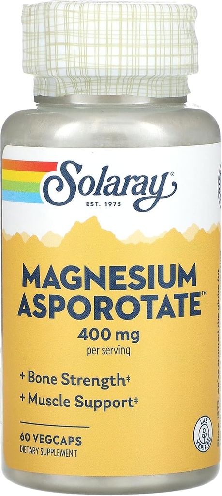 Solaray Magneziu Asporotat Supliment, 200 mg, 60 Conte