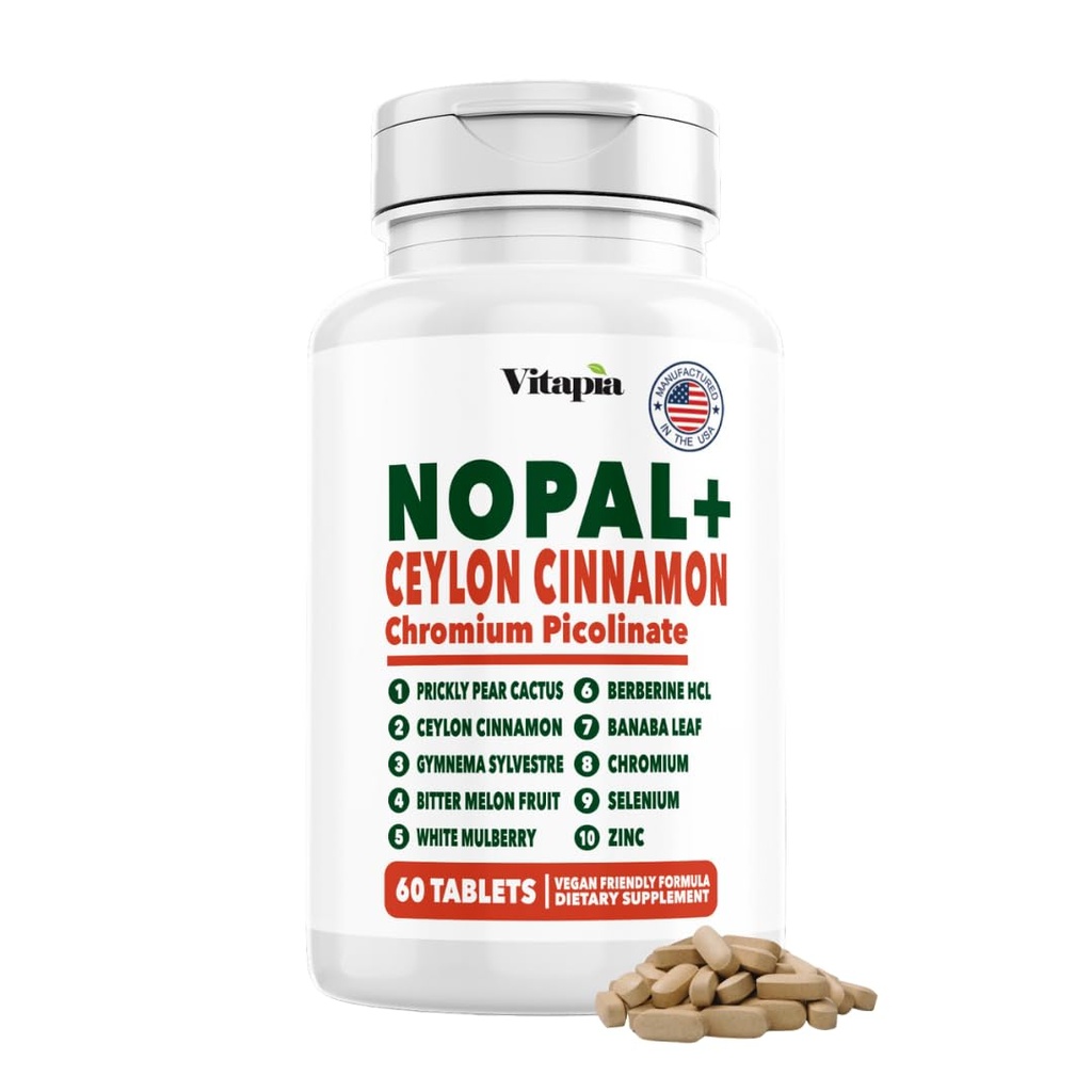 Vitapia Nopal Cactus Extract pentru antioxidant, Piele, Metabolism, Wellness, Heart Health Support - 60 Multi Capsule - Non OMG, Gluten gratuit Supliment